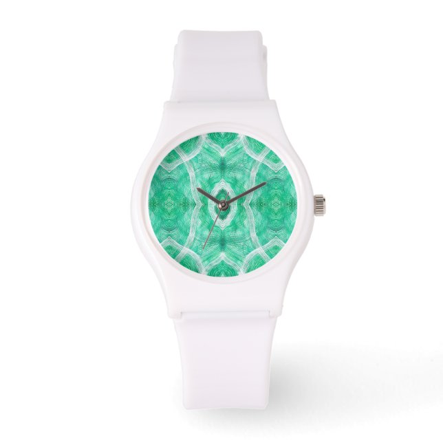 Push Light Green Abstract Watercolor Art Horloge (Voorkant)