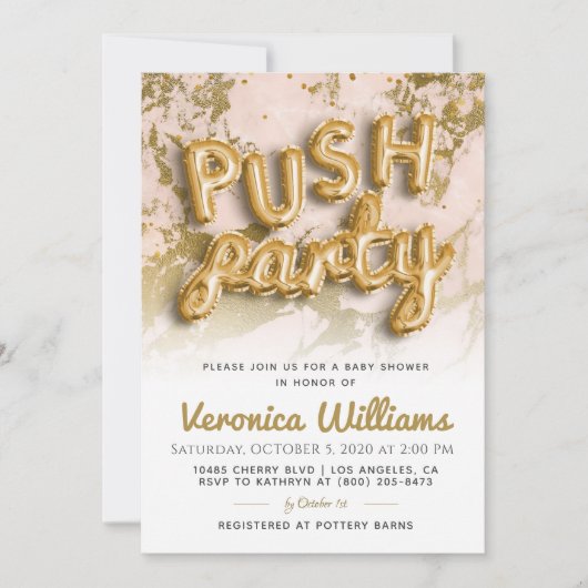 Push Party Trendy Modern Baby shower Invitation Kaart (Voorkant)