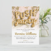 Push Party Trendy Modern Baby shower Invitation Kaart (Staand voorkant)