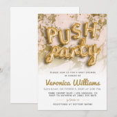 Push Party Trendy Modern Baby shower Invitation Kaart (Voorkant / Achterkant)