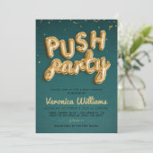 Push Party Trendy Modern Baby shower Invitation Kaart (Staand voorkant)