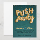 Push Party Trendy Modern Baby shower Invitation Kaart (Voorkant / Achterkant)