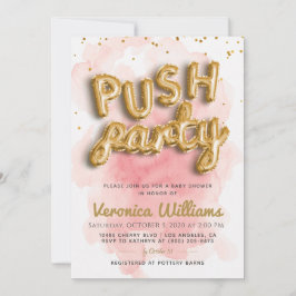 Push Party Trendy Modern Baby shower Invitation Kaart