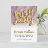 Push Party Trendy Modern Baby shower Invitation Kaart (Staand voorkant)