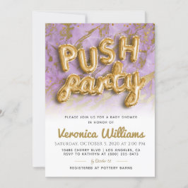 Push Party Trendy Modern Baby shower Invitation Kaart