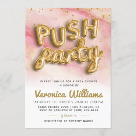 Push Party Trendy Modern Baby shower Invitation Kaart
