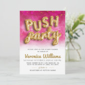 Push Party Trendy Modern Baby shower Invitation Kaart (Staand voorkant)