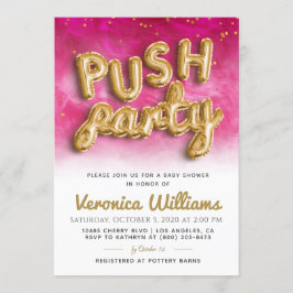 Push Party Trendy Modern Baby shower Invitation Kaart