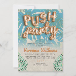Push Party Trendy Modern Baby shower Invitation Kaart