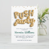 Push Party Trendy Modern Baby shower Invitation Kaart (Staand voorkant)