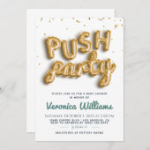 Push Party Trendy Modern Baby shower Invitation Kaart (Voorkant / Achterkant)