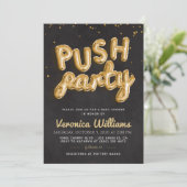 Push Party Trendy Modern Baby shower Invitation Kaart (Staand voorkant)