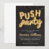 Push Party Trendy Modern Baby shower Invitation Kaart (Voorkant / Achterkant)