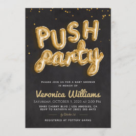 Push Party Trendy Modern Baby shower Invitation Kaart