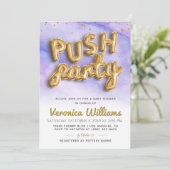 Push Party Trendy Modern Baby shower Invitation Kaart (Staand voorkant)