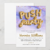 Push Party Trendy Modern Baby shower Invitation Kaart (Voorkant / Achterkant)
