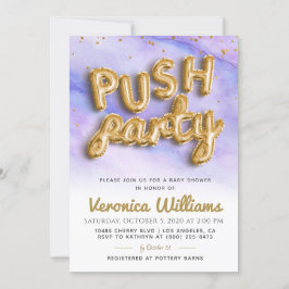 Push Party Trendy Modern Baby shower Invitation Kaart