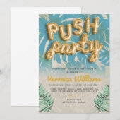 Push Party Trendy Modern Baby shower Invitation Kaart (Voorkant / Achterkant)
