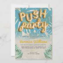Push Party Trendy Modern Baby shower Invitation