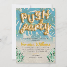 Push Party Trendy Modern Baby shower Invitation Kaart