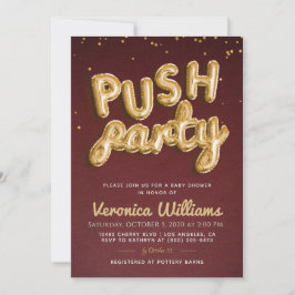 Push Party Trendy Modern Baby shower Invitation Kaart