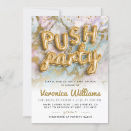 Push Party Trendy Modern Baby shower Invitation Kaart