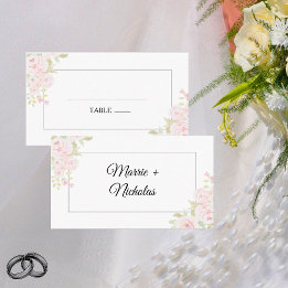 Push Pink Floral Waterverf Weddenschap Plaatskaartje