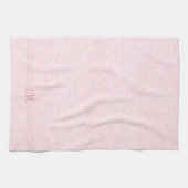 Push Pink Paisley Pattern Stripes and Monogram Theedoek (Horizontaal)
