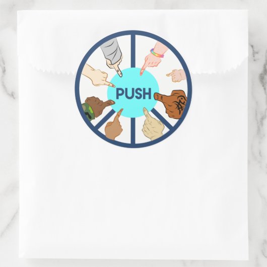 PUSH Round Sticker (Tas)