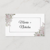 Push Roze grijze Roos Floral Waterverf bruiloft Plaatskaartje (Achterkant)