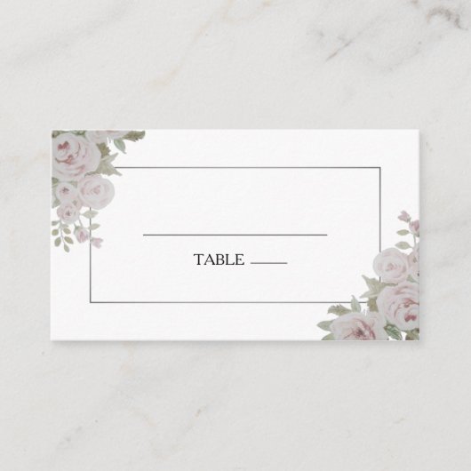 Push Roze grijze Roos Floral Waterverf bruiloft Plaatskaartje (Voorkant)