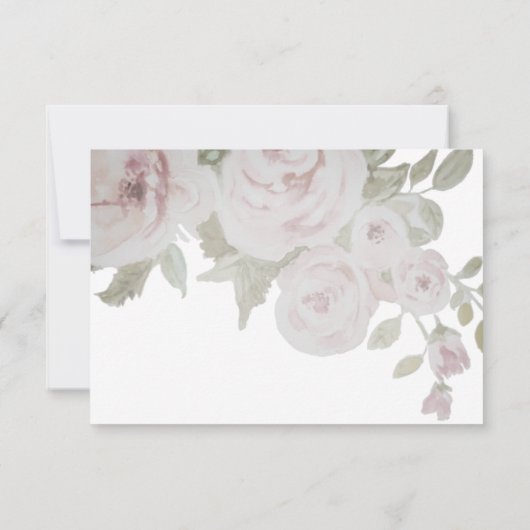 Push Roze grijze Roos Floral Waterverf bruiloft RSVP Kaartje (Achterkant)
