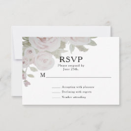 Push Roze grijze Roos Floral Waterverf bruiloft RSVP Kaartje