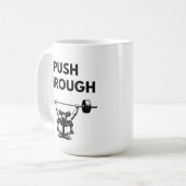 PUSH THROUGH Mug Gym Motivation Koffiemok (Voorkant links)