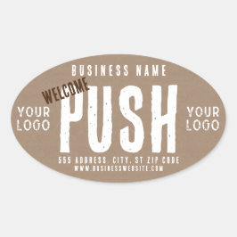 Push Welkom Rustieke Charm Kraft Paper Business Ovale Sticker