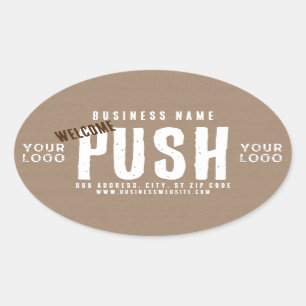 Push Welkom Rustieke Charm Kraft Paper Business Ovale Sticker