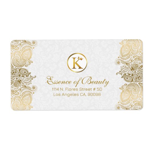 Push White en Gold Paisley Lijst Etiket (Voorkant)