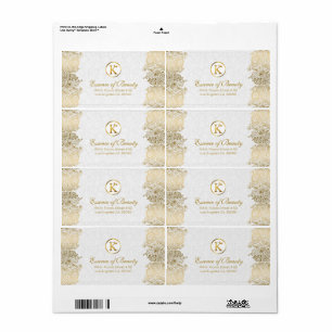 Push White en Gold Paisley Lijst Etiket