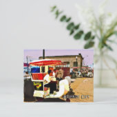 Pushcart op de stoep briefkaart (Staand voorkant)