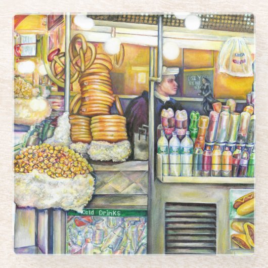 Pushcart Paradise Glazen Onderzetter (Voorkant)