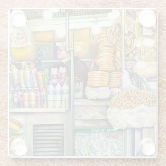 Pushcart Paradise Glazen Onderzetter (Achterkant)