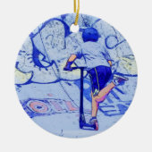 Pushin' It - Stunt Scooter Rider Ceramic Ornament (Voorkant)