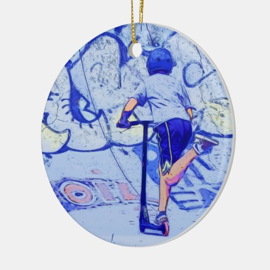 Pushin' It - Stunt Scooter Rider Ceramic Ornament (Links)