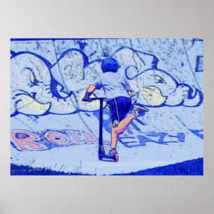 Pushin' It - Stunt Scooter Rider Poster