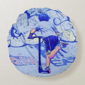 Pushin' It - Stunt Scooter Rider Rond Kussen (Voorkant)