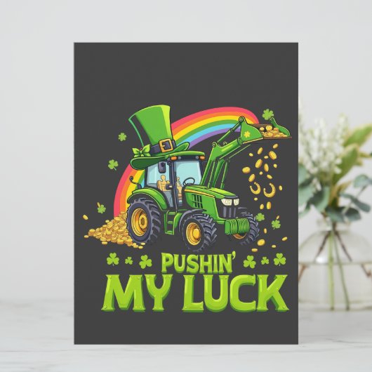 Pushing My Luck Grappige graafmachine St Patrick's Feestdagenkaart (Staand voorkant)