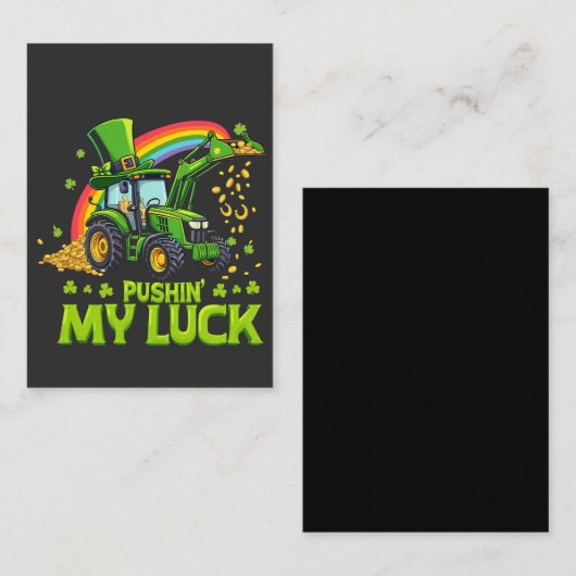 Pushing My Luck Grappige graafmachine St Patrick's Notitiekaartje (Voorkant / Achterkant)