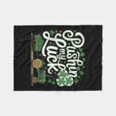 Pushing My Luck Tractor Clover St Patricks Day Fun Fleece Deken (Voorkant (Horizontaal))