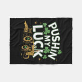 Pushing My Luck Tractor Clover St Patricks Day Fun Fleece Deken (Voorkant (Horizontaal))