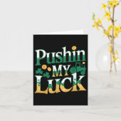 Pushing My Luck Tractor Clover St Patricks Day Fun Kaart (Gele Bloem)